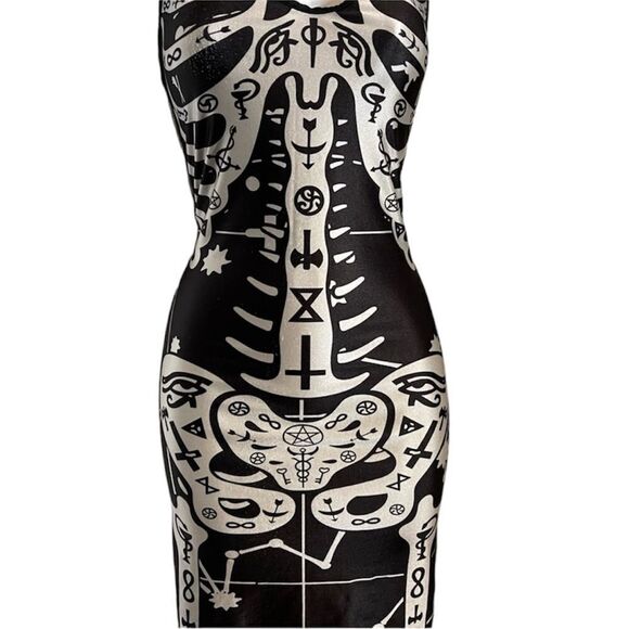 Pentagram Strap Bodycon Dress S/M - Picture 1 of 7